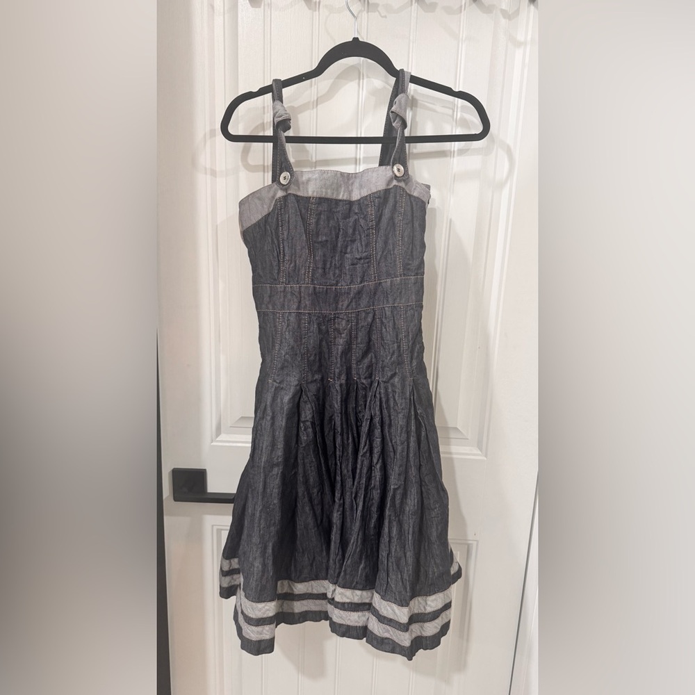 Karen Millen Black and Gray Striped Midi Dress - Picture 4 of 6